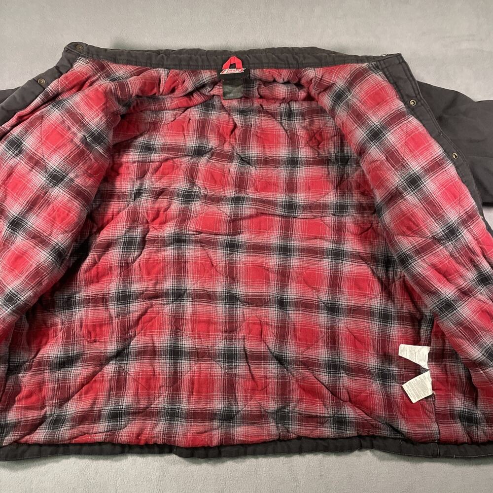 Dickies Work Jacket Mens 2XL Black Canvas Flannel Lined Snap Button Workwear - Picture 8 of 11